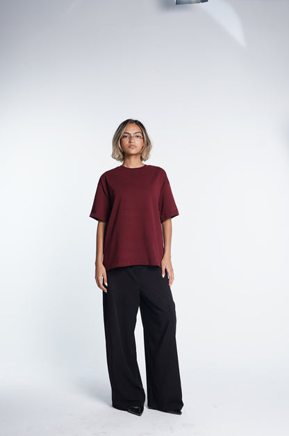 Basic boxy fit Burgundy Tee