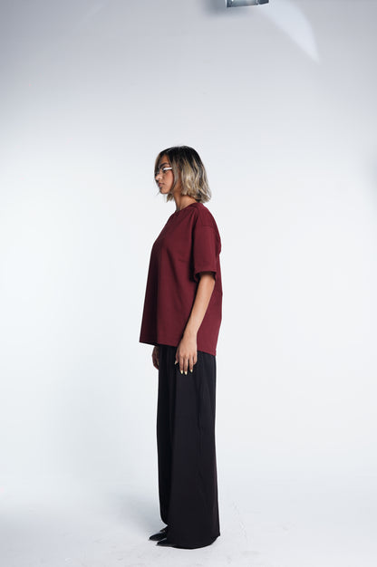 Basic boxy fit Burgundy Tee