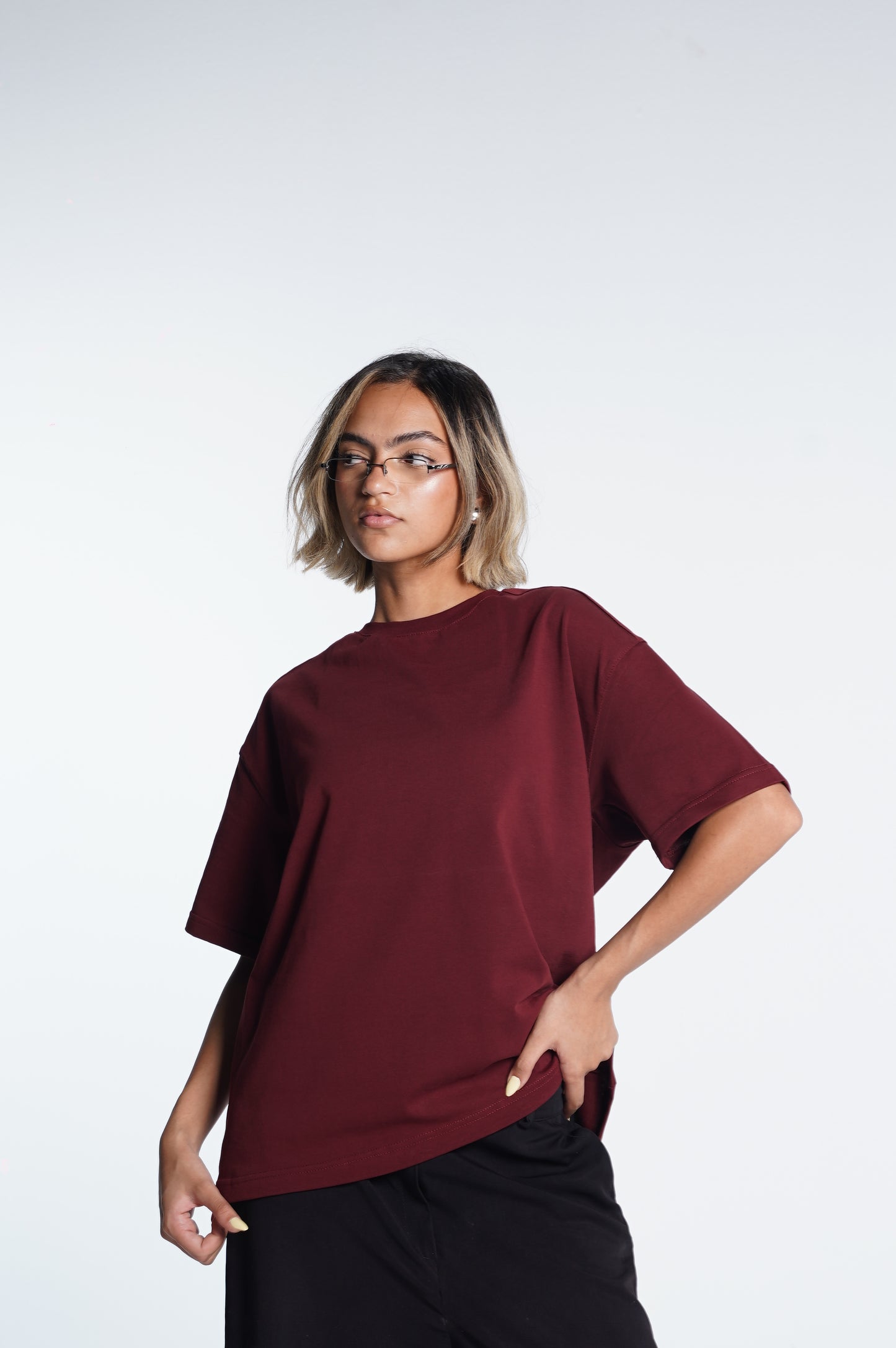Basic boxy fit Burgundy Tee