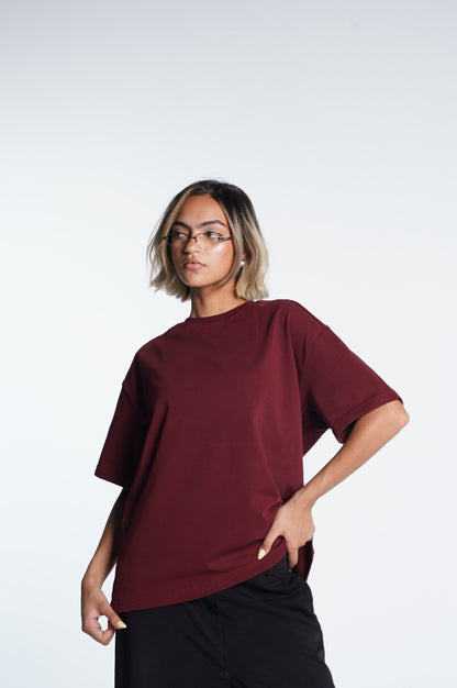 Basic boxy fit Burgundy Tee